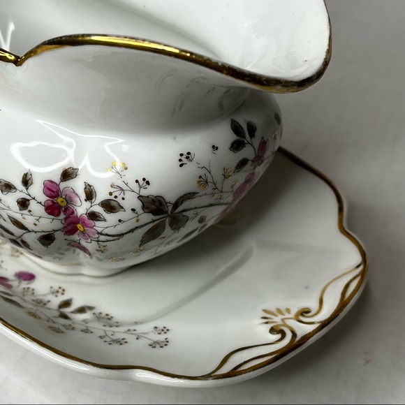 Carlsbad AK China Gravy Boat with‎ Under plate Floral Gold Trim - Picture 8 of 17